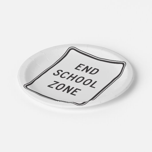 Teken van het einde van de schoolzone papieren bordje (Gekanteld)