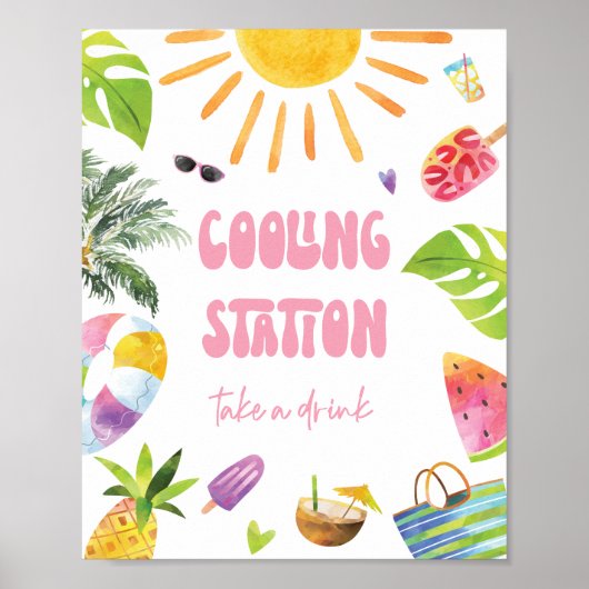 teken van het koelstation van het poolpartij poster (Voorkant)