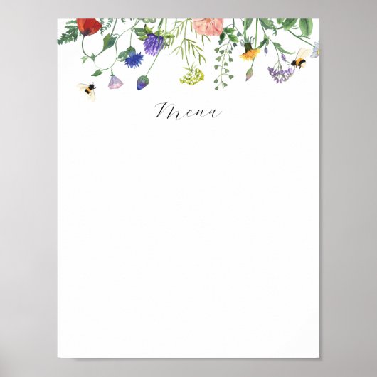Teken van het menu Wildflower Fields Poster (Voorkant)