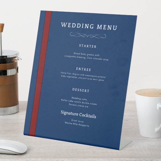 Teken van het trouwmenu reclamebord met voetstuk (Insitu)