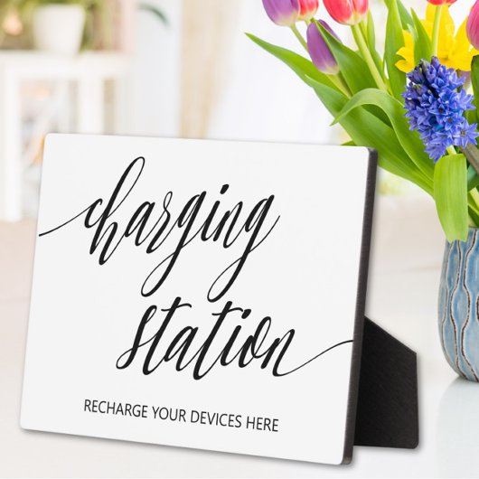 Teken van laadstation Tabletop Plaque met Easel Fotoplaat