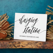 Teken van laadstation Tabletop Plaque met Easel Fotoplaat (Zijkant)