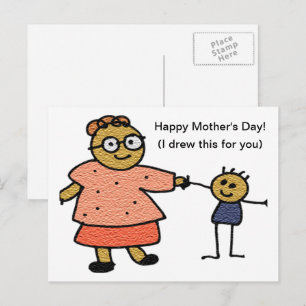 Teken van moeder en kind voor Moederdag Briefkaart