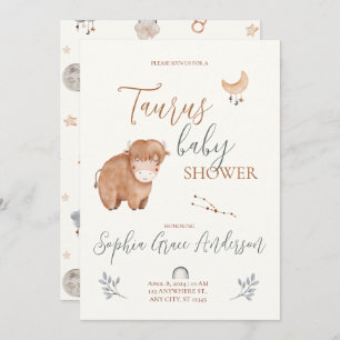 Teken van Taurus-dierenriem baby shower Kaart