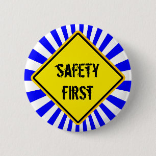 teken, veiligheid eerst ronde button 5,7 cm
