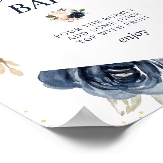 Teken voor een Navy- en blush-bruiloftsdouche Mimo Poster (Hoek)