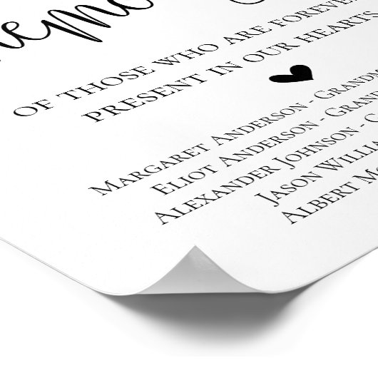 Teken voor een trouwfeest met bloemen ter nagedach poster (Hoek)