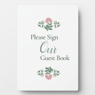 Teken voor het trouwgastenboek met bloemen fotoplaat