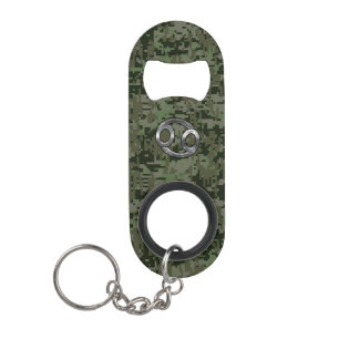 Teken voor kankerdierentuin op Olive Green Digital Sleutelhanger Flessenopener