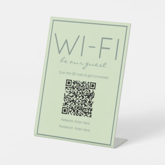 Teken voor kuststrand Groene Wi-Fi QR-code gastcod Reclamebord Met Voetstuk (Voorkant)