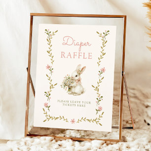 Teken voor luierspel op vintage konijnenthema baby poster