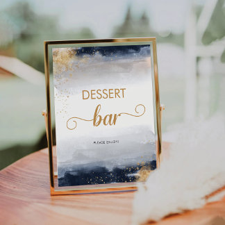 Teken voor Navy en Gouden Baby Shower Dessert Bar Reclamebord Met Voetstuk