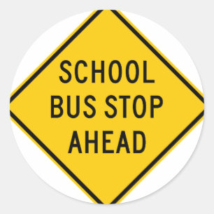 Teken voor stoppen van schoolbus ronde sticker