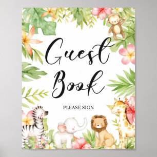 Teken voor Tropisch Oerwoud Baby shower Guest Book Poster
