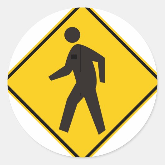 Teken voor voetgangersoversteekplaats ronde sticker (Voorkant)