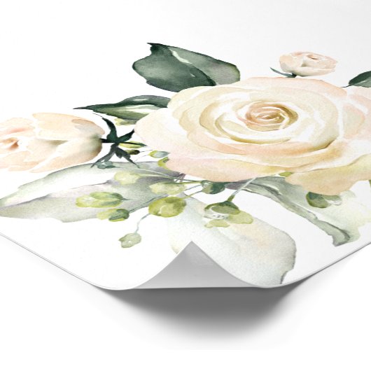 Teken voor witte blozende bloem-ontstoken huwelijk poster (Hoek)