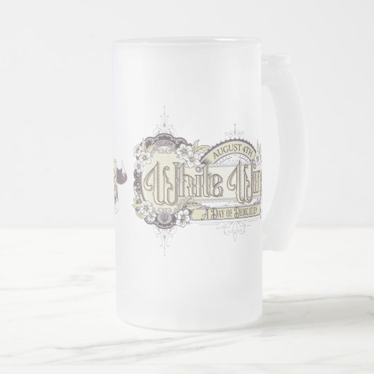 teken witte wijndag matglas bierpul (Voorkant rechts)