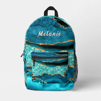 Tekenblauw Glitterend Gouden Rugzak Persoonlijke N