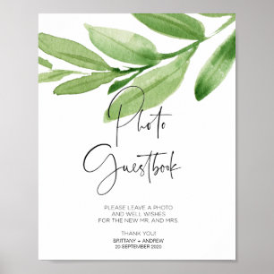 Tekenboek voor groene botanische trouwfoto's voor poster