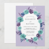 Tekenbruiloft met Teal Violet Kaart (Voorkant / Achterkant)