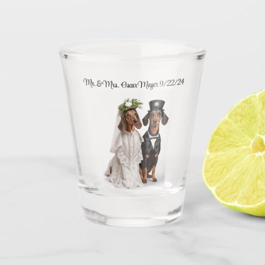 Tekenbruiloft Shot Glas (Voorkant)