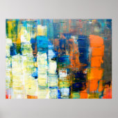 Tekencanvasstructuur. Rode en blauwe tinten op ca. Poster (Voorkant)