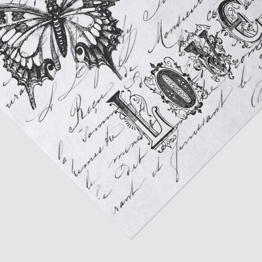 Tekendocument Butterfly Script Tissuepapier (Detail)