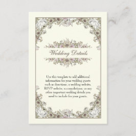Tekenen bloemen ivoor romantische bruiloft informatiekaartje