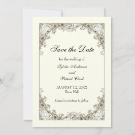 Tekenen bloemen ivoor romantische bruiloft save the date