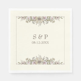 Tekenen bloemen ivoor romantische bruiloft servet