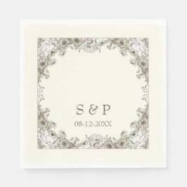 Tekenen bloemen ivoor romantische bruiloft servet