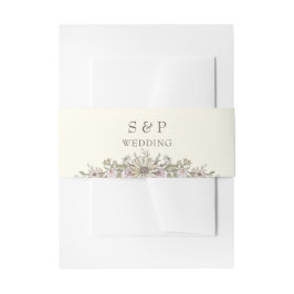 Tekenen bloemen ivoor romantische bruiloft uitnodigingen wikkel