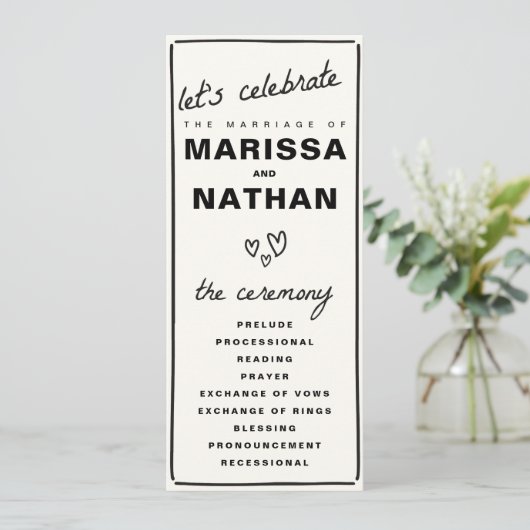 Tekenen samen bruiloft programma (Staand voorkant)