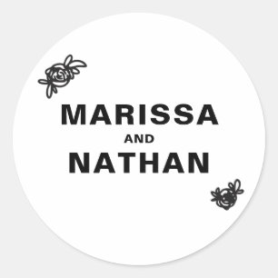Tekenen samen bruiloft ronde sticker