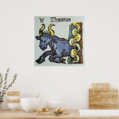  tekenen van de Zodiac, Antiek Taurus Bull Poster (Keuken)