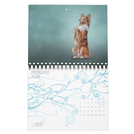 Tekenen van grappige honden kalender (Feb 2026)