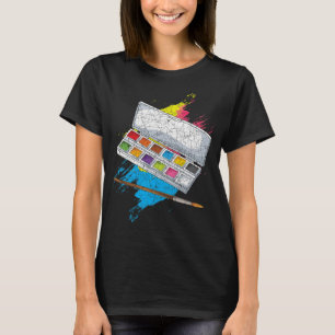 Tekenende Kunst Schilderij Doodling Verf Palet Art T-shirt