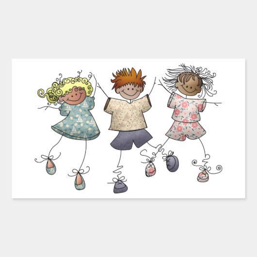 Tekenfiguur Kinder Rechthoekige Sticker (Voorkant)