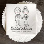 Tekenfilm Bruid Bruidegom Zwart Wit Bruiloft Showe Servet