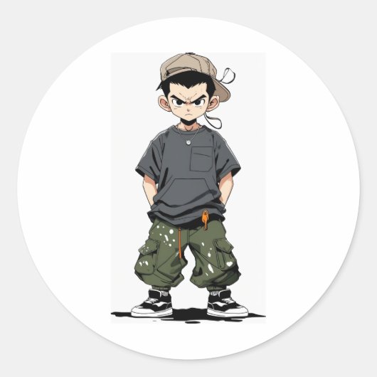 tekenfilm ronde sticker (Voorkant)