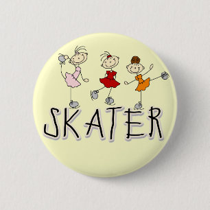 Tekenfilm Schaats T-shirts en Cadeaus Ronde Button 5,7 Cm