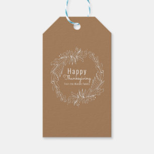 Tekenillustratie van een eikelkrans voor Thanksgiv Cadeaulabel