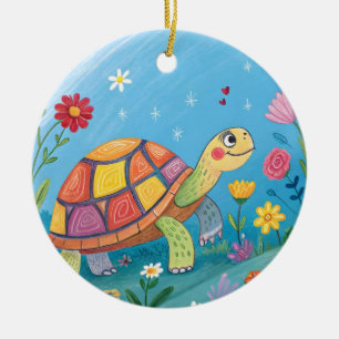 Tekening Baby Schildpad Keramisch Ornament