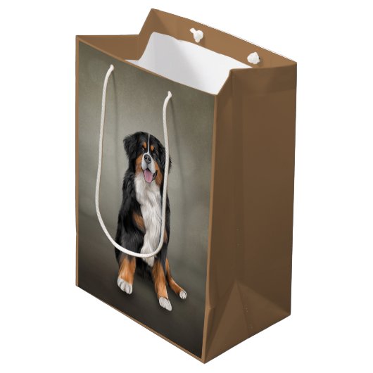 Tekening Bernese Mountain Dog Medium Cadeauzakje (Voorkant Gekanteld)