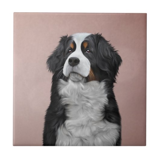 Tekening Bernese Mountain Dog Tegeltje (Voorkant)