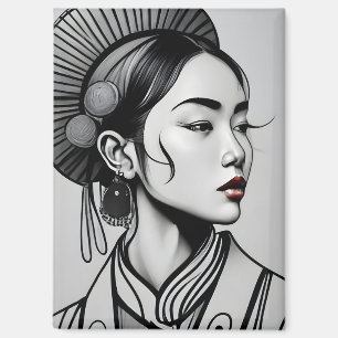 tekening chinees meisje magneet