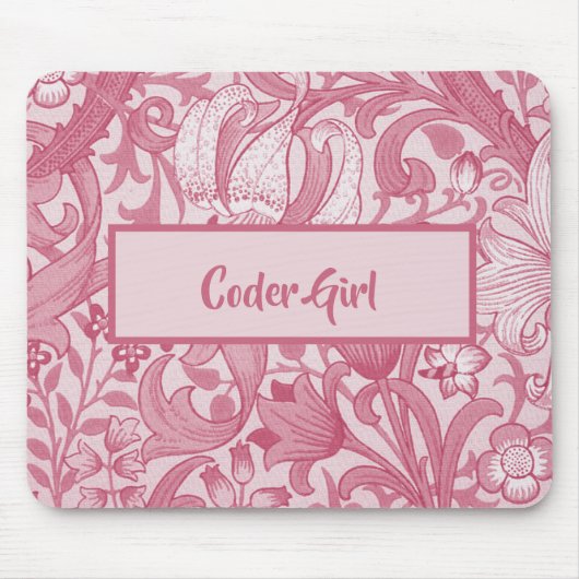 Tekening coder Girl Pink Floral aanpassen Muismat (Voorkant)