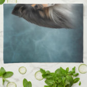 Tekening Dog Shetland Sheepdog, Sheltie Theedoek (Gevouwen)