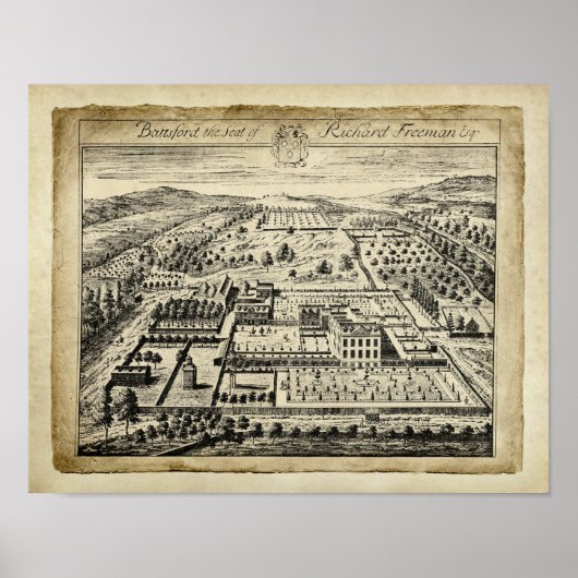 Tekening Engels country house architectuur Print 8 (Voorkant)