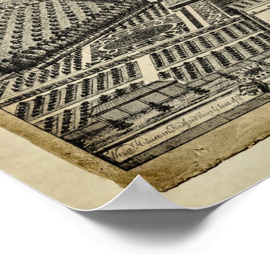 Tekening Engelse country house architectuur Print  (Hoek)